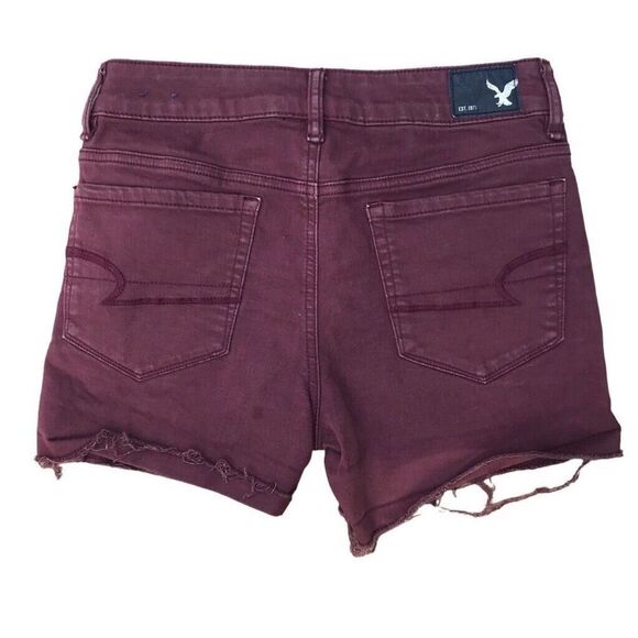 AMERICAN EAGLE Shortie Purple Shorts MULBERRY Cut Off SUPER STRETCH Size 2 / 28” - Picture 2 of 5